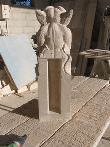 Gargouille d'un Satyre, sculpture originale, taille directe par David Kemp