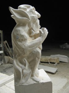 Gargouille d'un Satyre, sculpture originale, taille directe par David Kemp